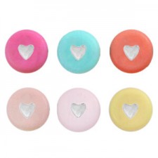 Acrylic beads Heart Multicolour silver